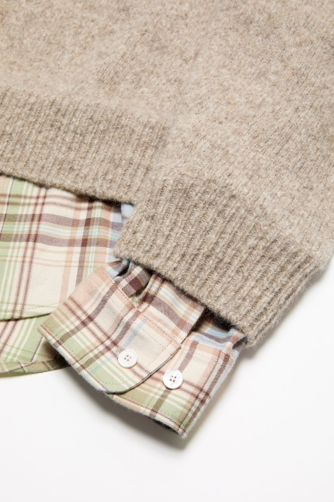 Layered knit hoodie - Medium beige