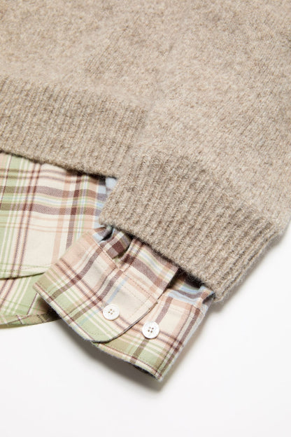 Layered knit hoodie - Medium beige
