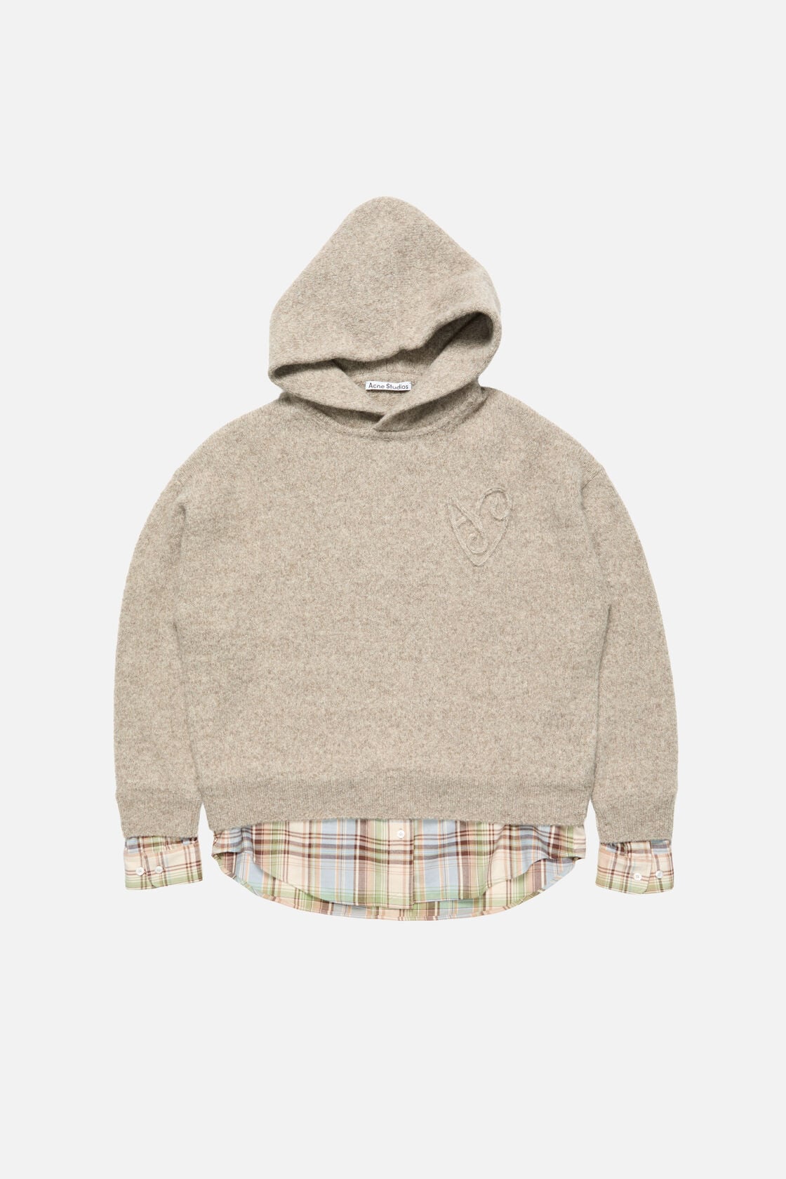 Layered knit hoodie - Medium beige