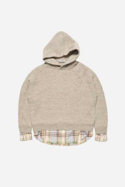 Layered knit hoodie - Medium beige