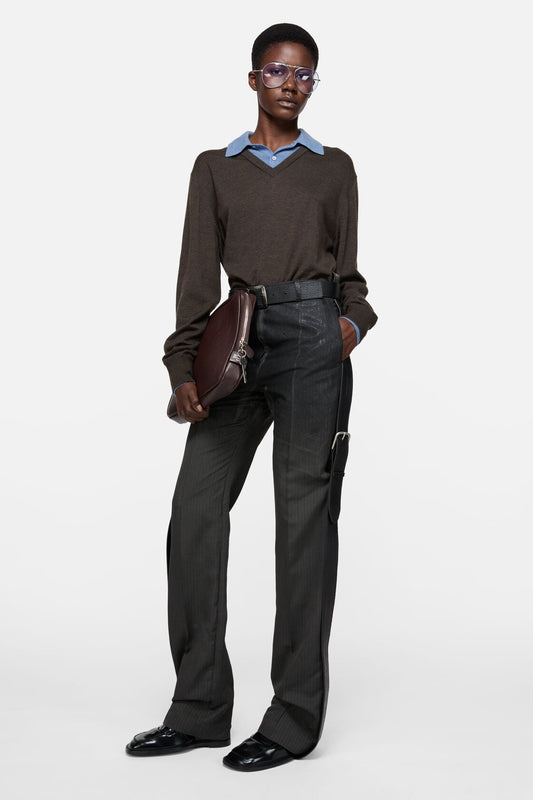 Layered wool sweater - Brown/blue