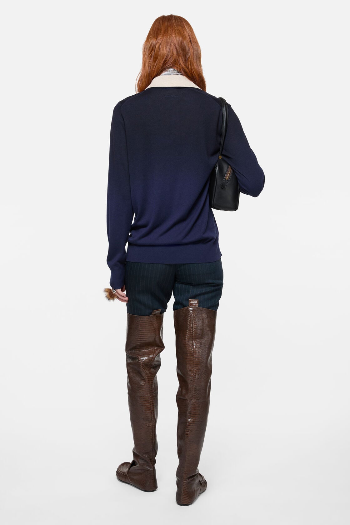 Silk blend polo knit - Navy/beige