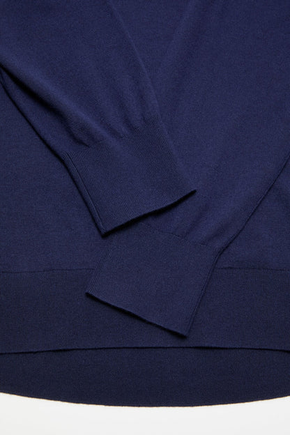 Silk blend polo knit - Navy/beige