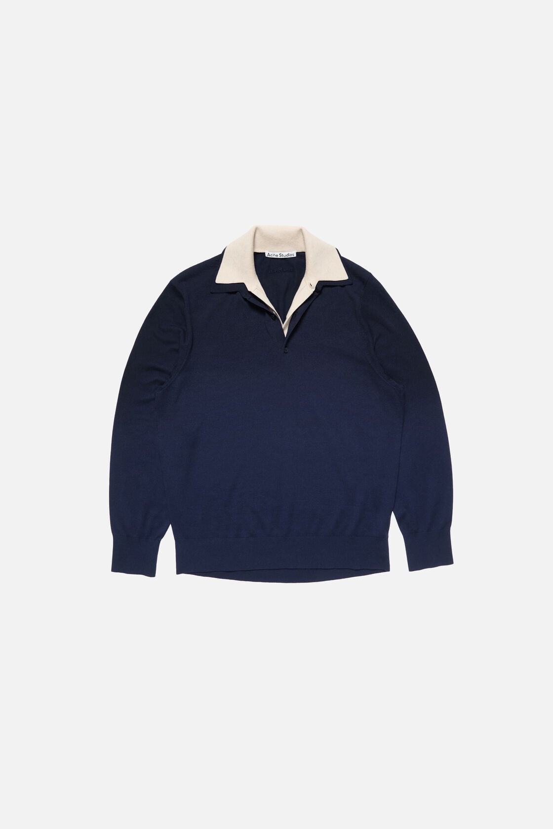 Silk blend polo knit - Navy/beige
