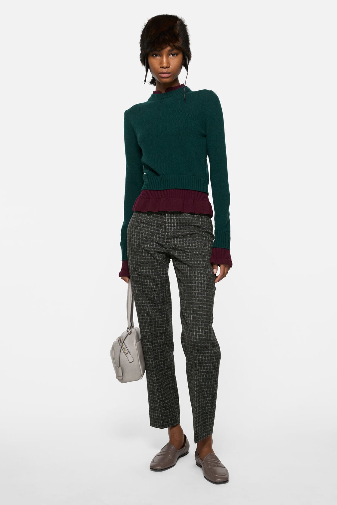 Layered knit sweater - Dark green