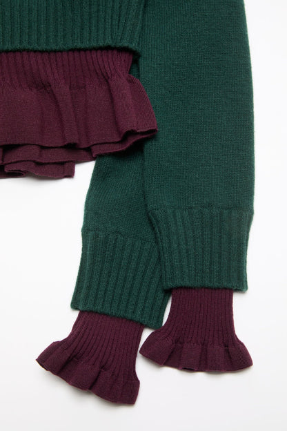 Layered knit sweater - Dark green