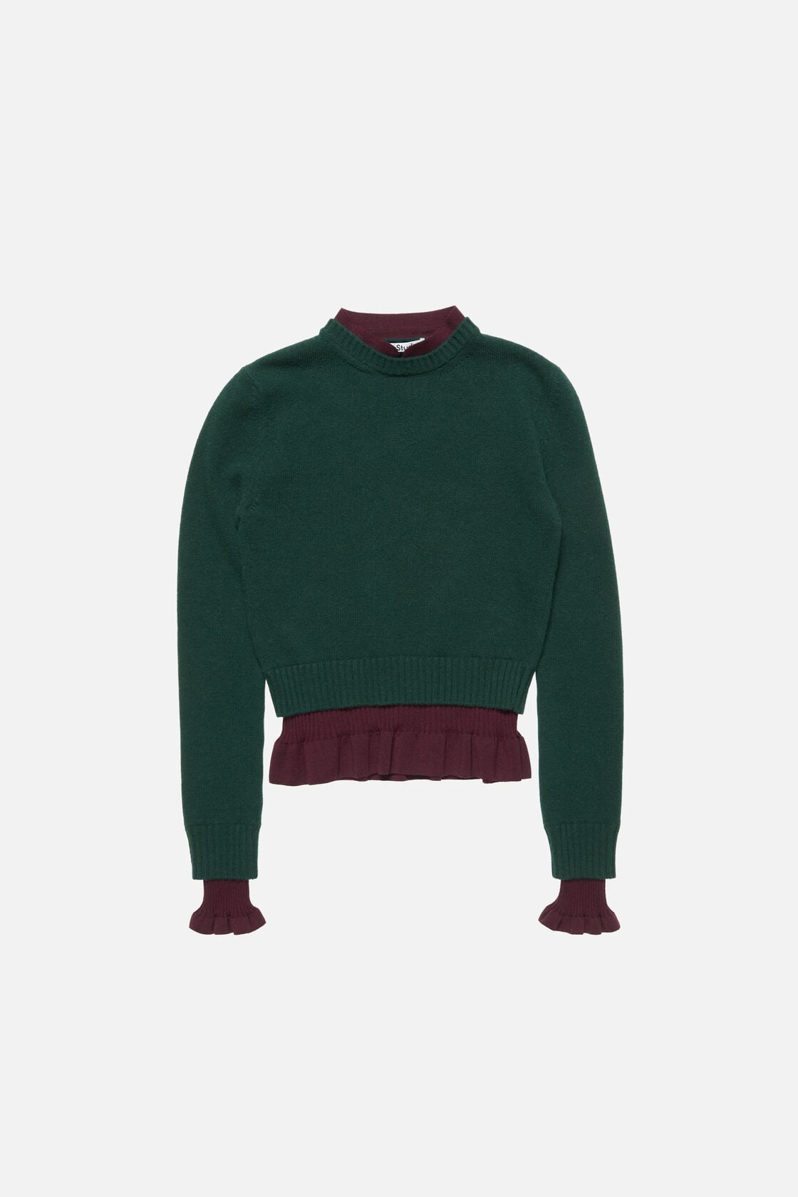 Layered knit sweater - Dark green