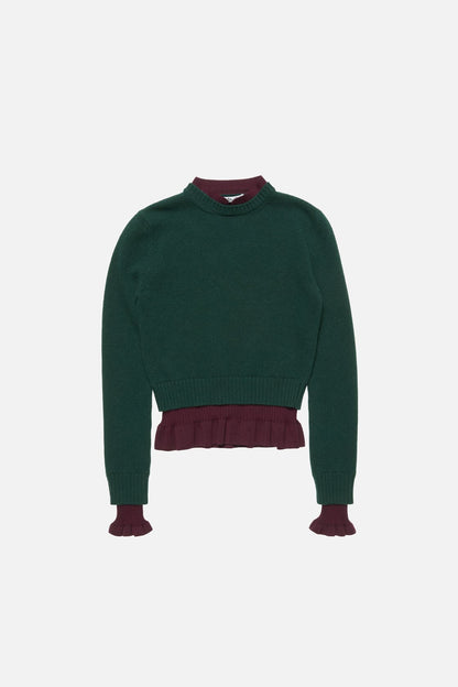 Layered knit sweater - Dark green