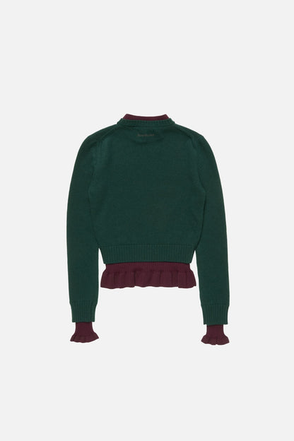 Layered knit sweater - Dark green