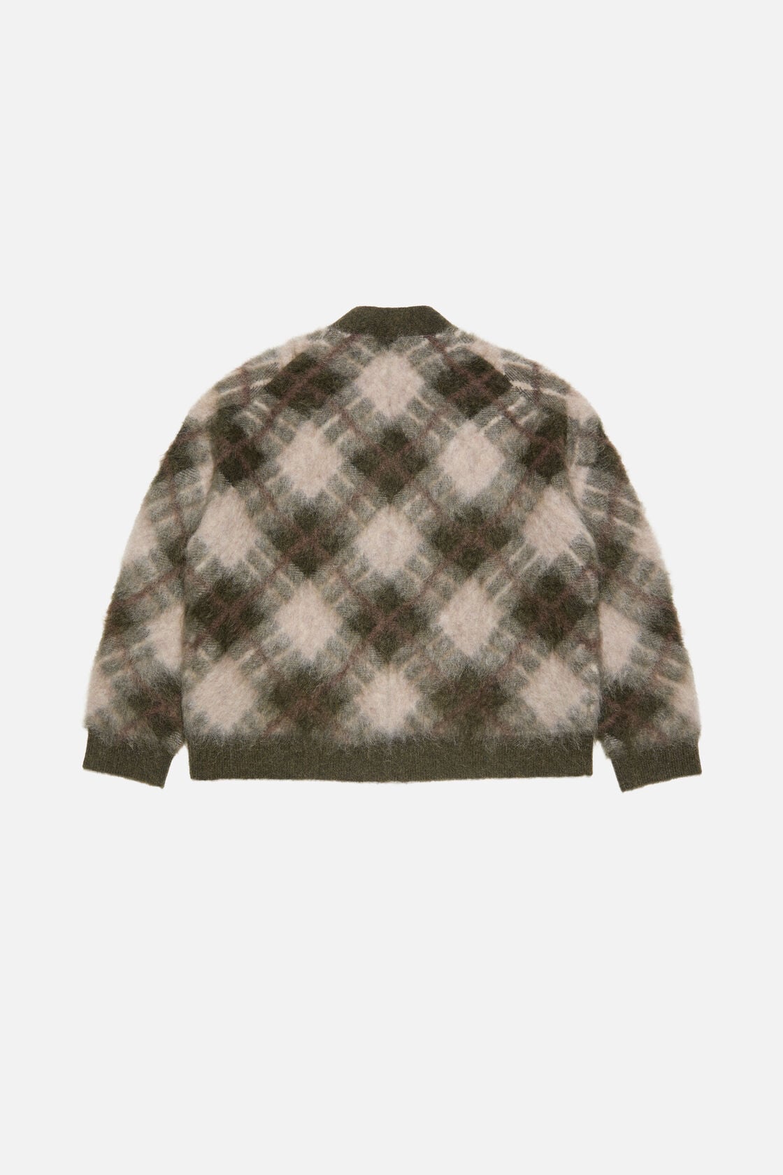 Mohair v-neck cardigan - Olive green/multi