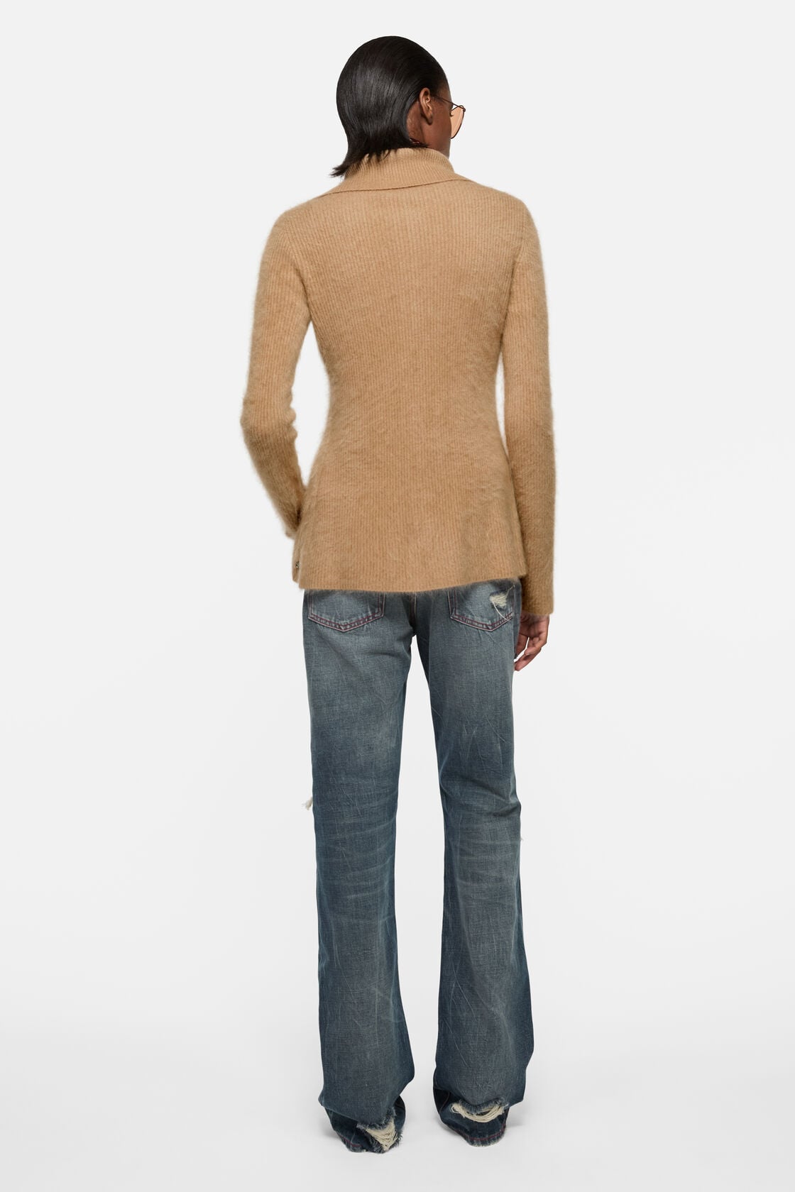 Cashmere zip-up cardigan - Light brown