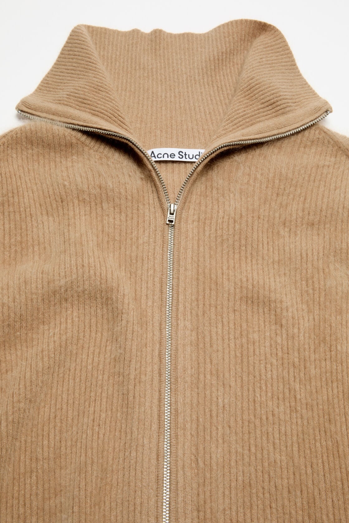 Cashmere zip-up cardigan - Light brown