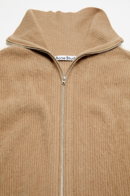 Cashmere zip-up cardigan - Light brown