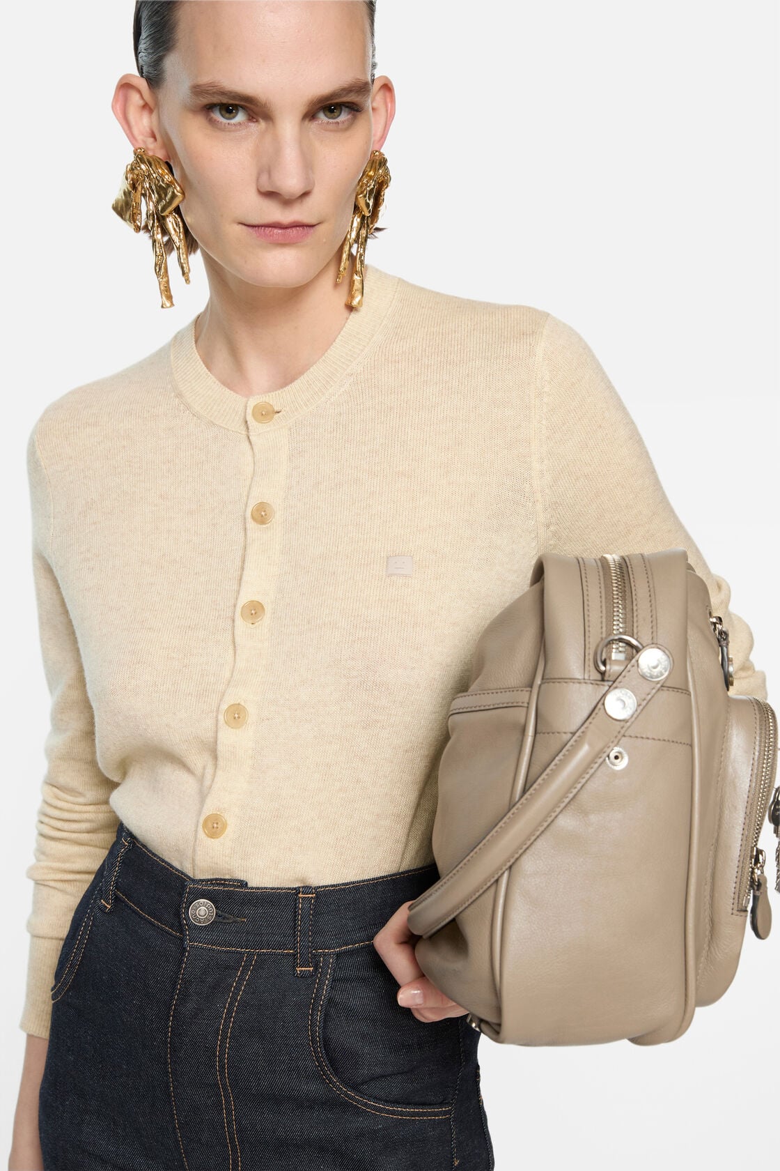 Fitted cardigan - yak wool - Oatmeal melange