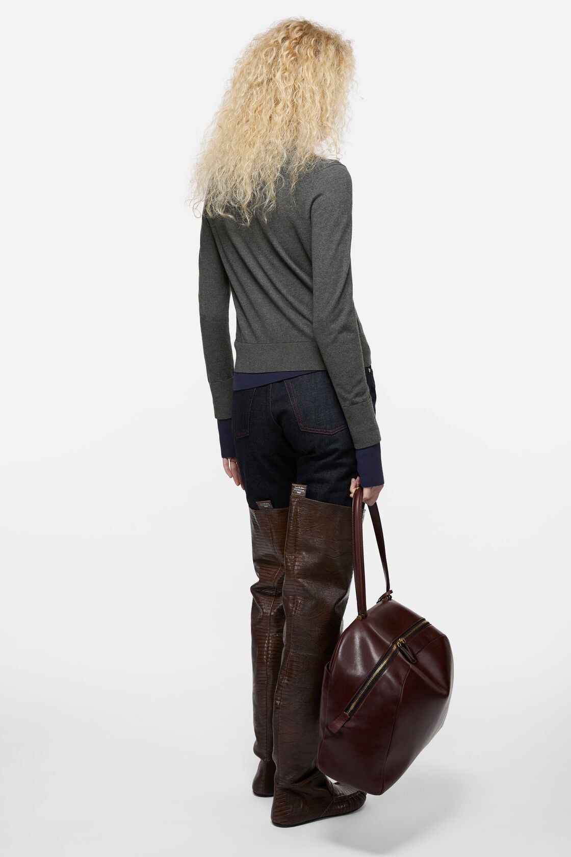 Double-layered cardigan - Dark grey/multi