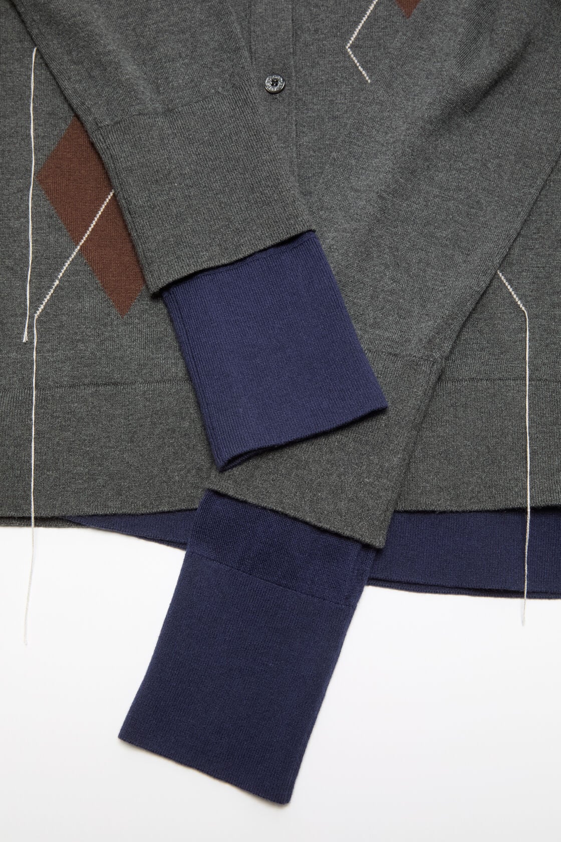 Double-layered cardigan - Dark grey/multi