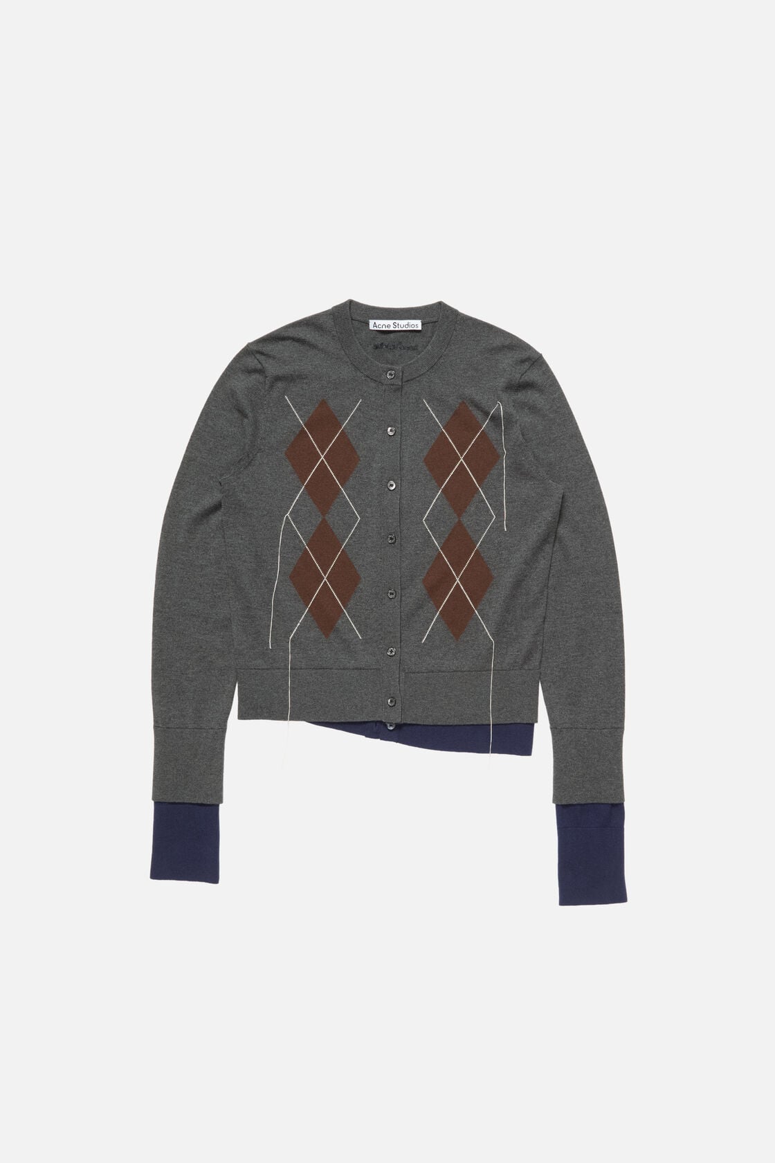 Double-layered cardigan - Dark grey/multi