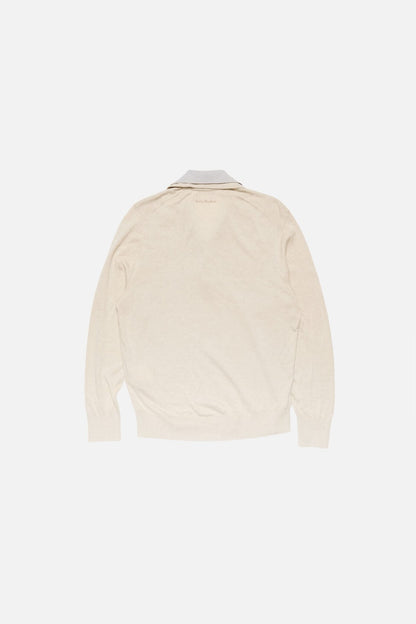 Layered silk knit sweater - Beige/grey