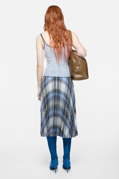 Silk knit tank top - Light blue