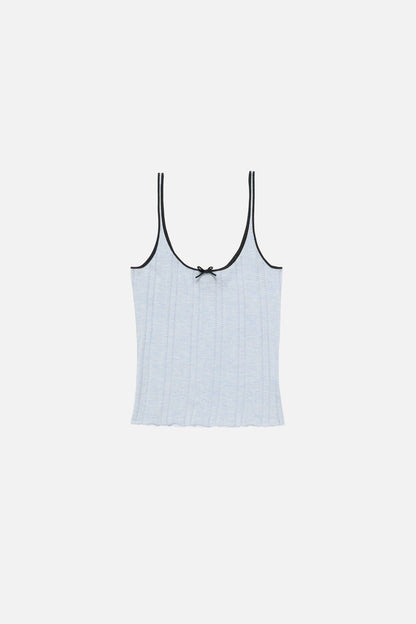 Silk knit tank top - Light blue
