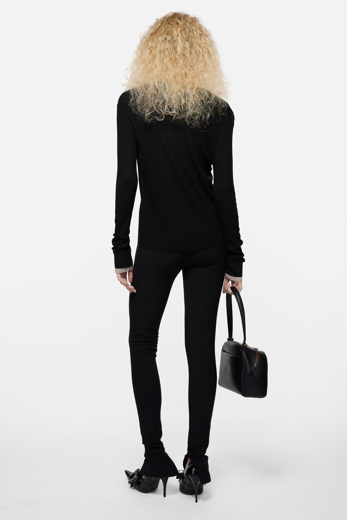 Layered silk-wool cardigan - Black/beige