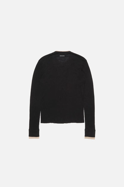 Layered silk-wool cardigan - Black/beige