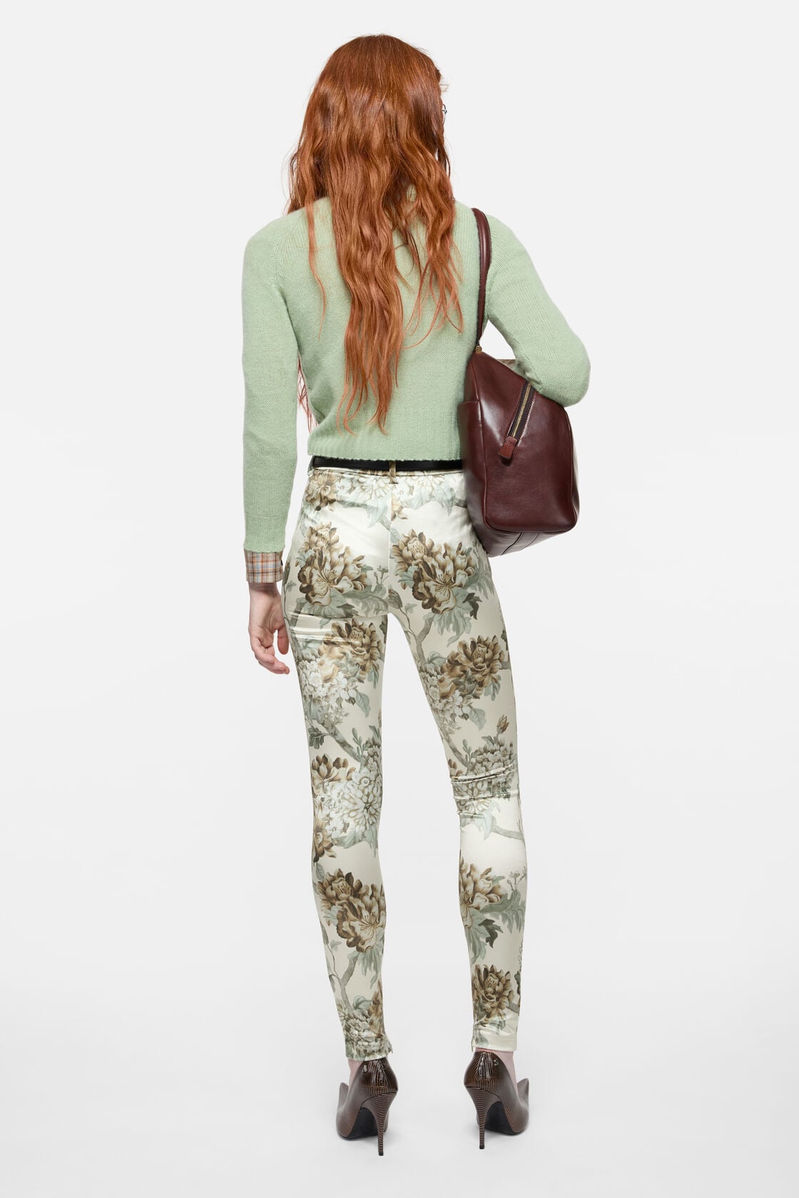 Fitted printed trousers - Cream beige