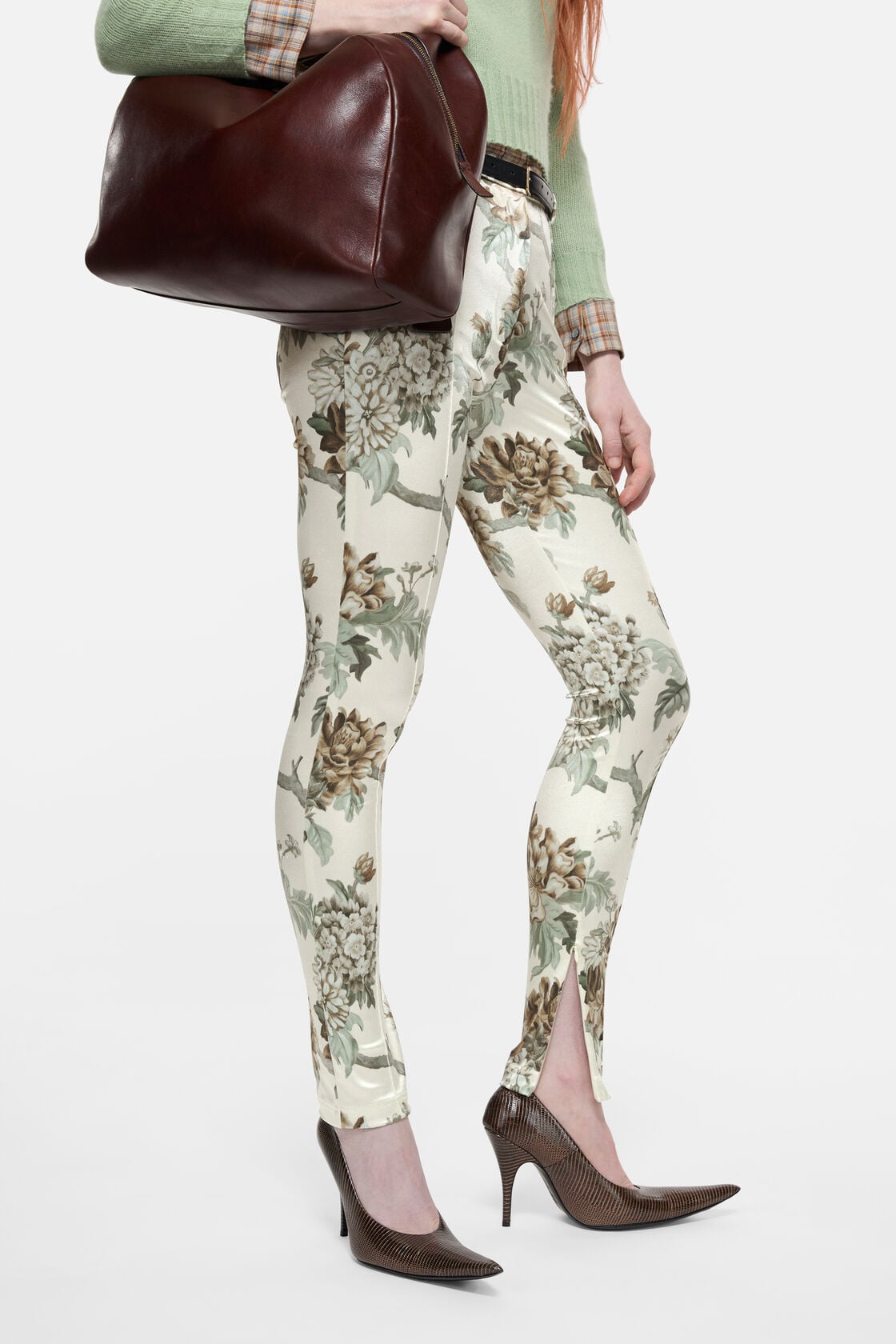 Fitted printed trousers - Cream beige