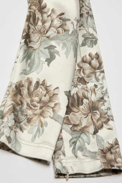 Fitted printed trousers - Cream beige