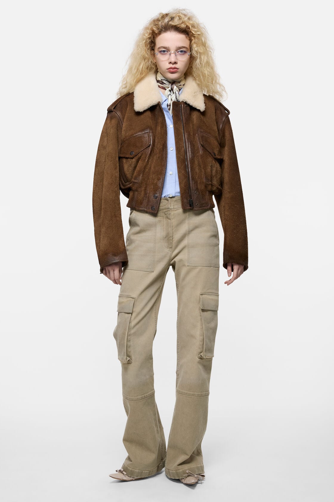 Twill cargo trousers - Camel Beige
