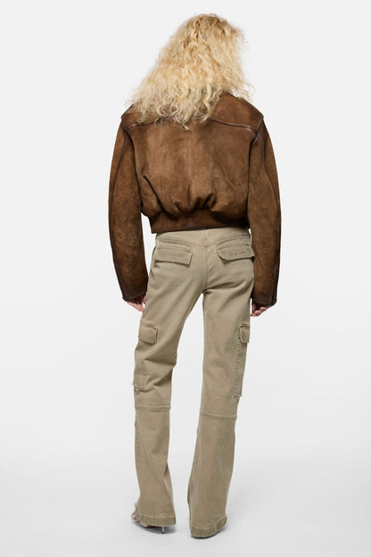 Twill cargo trousers - Camel Beige