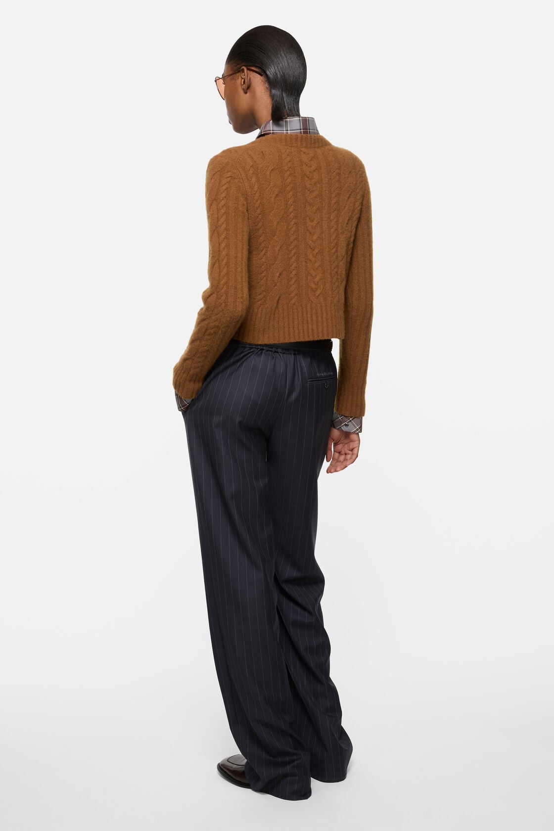 Pinstripe wool trousers - Navy blue