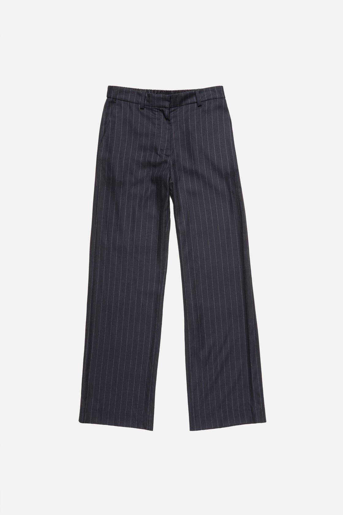 Pinstripe wool trousers - Navy blue