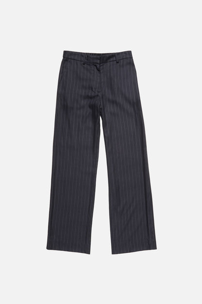 Pinstripe wool trousers - Navy blue
