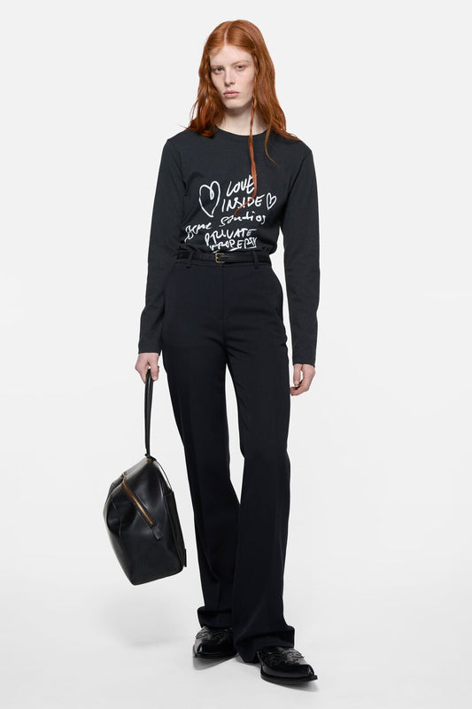 Tailored Wool Stripe Trousers - Navy blue