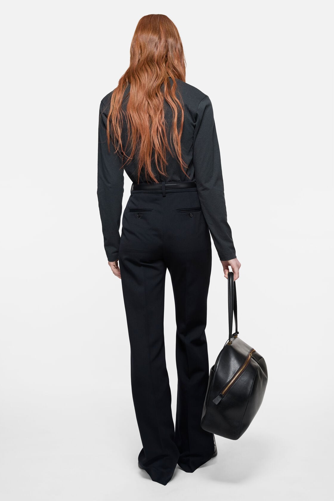 Tailored Wool Stripe Trousers - Navy blue