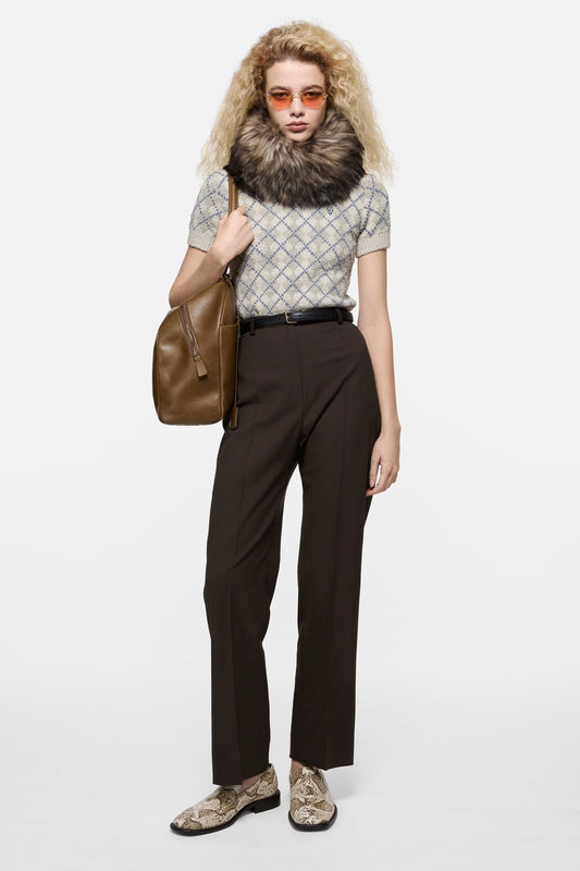 Tailored stretch twill trousers - Dark brown
