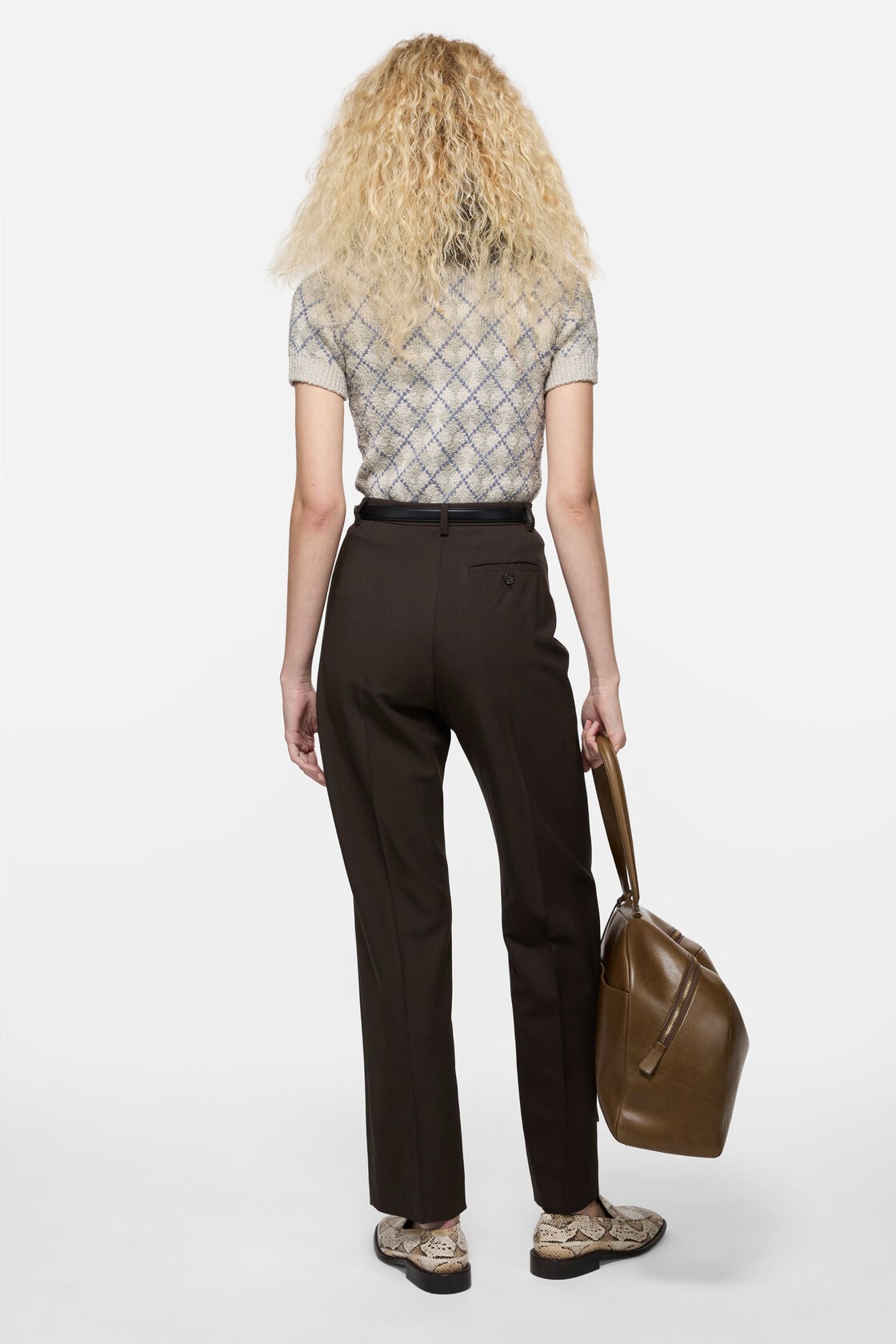 Tailored stretch twill trousers - Dark brown