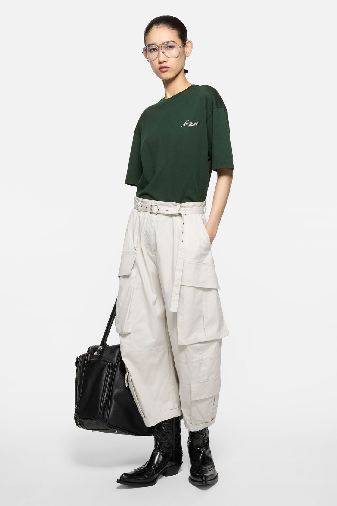 Cargo trousers with belt - Light grey