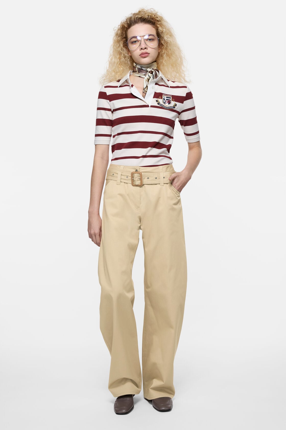 Twill trousers with belt - Pale beige