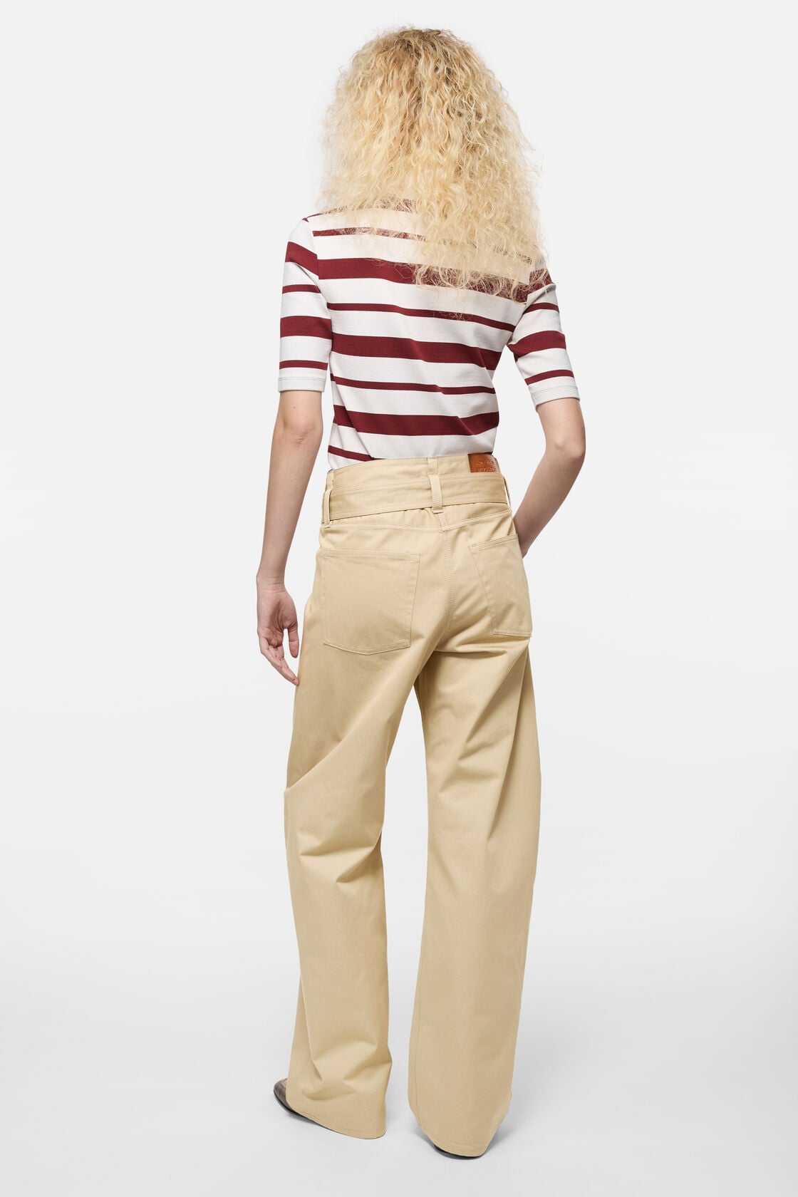 Twill trousers with belt - Pale beige