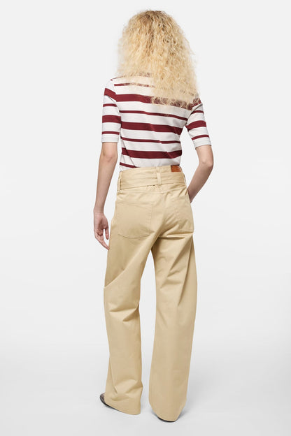 Twill trousers with belt - Pale beige