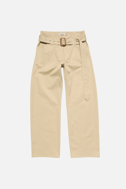 Twill trousers with belt - Pale beige