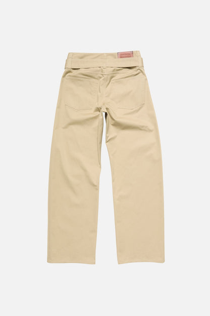 Twill trousers with belt - Pale beige