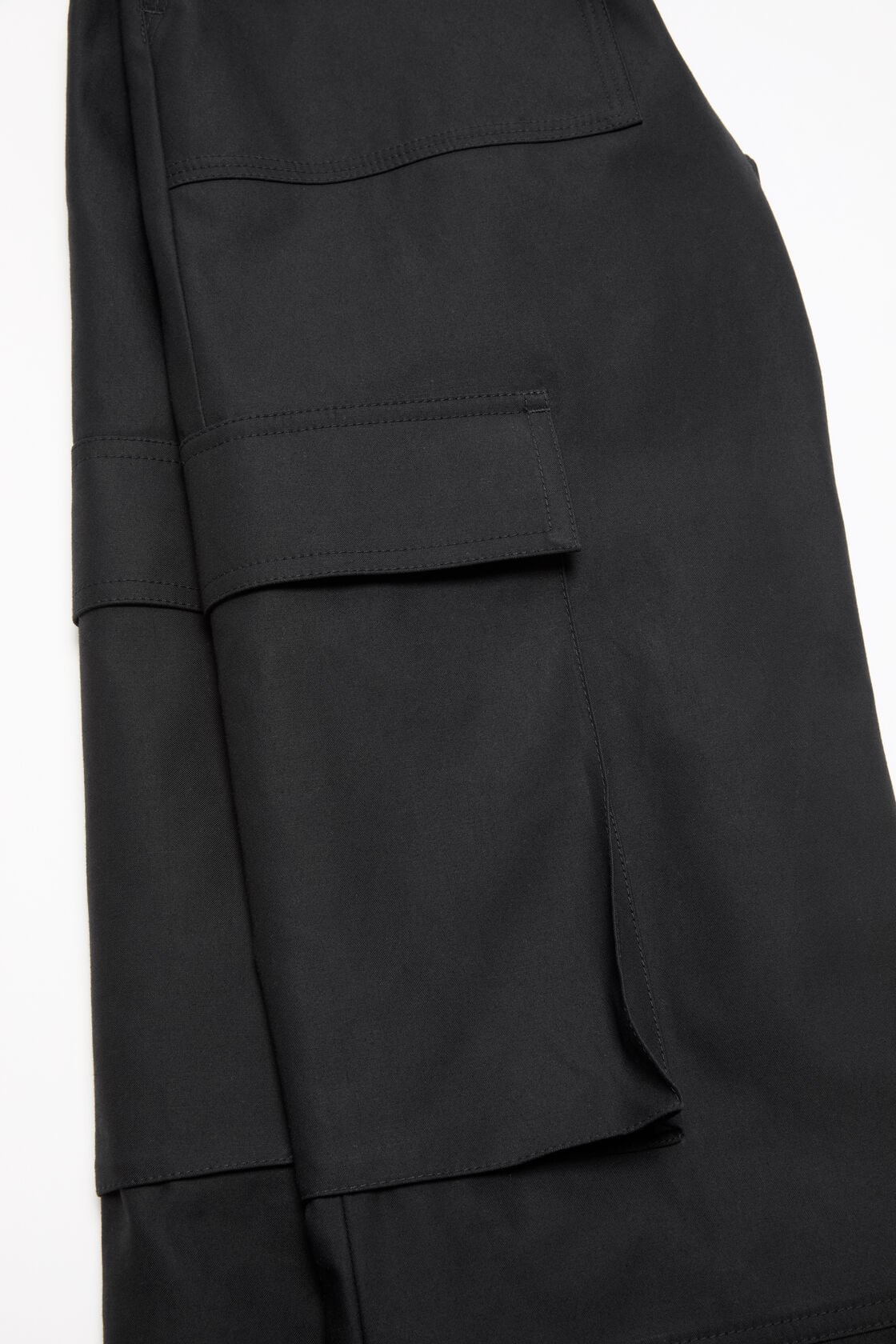 Cotton satin cargo trousers - Black