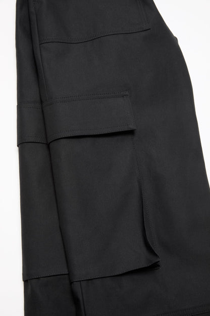 Cotton satin cargo trousers - Black