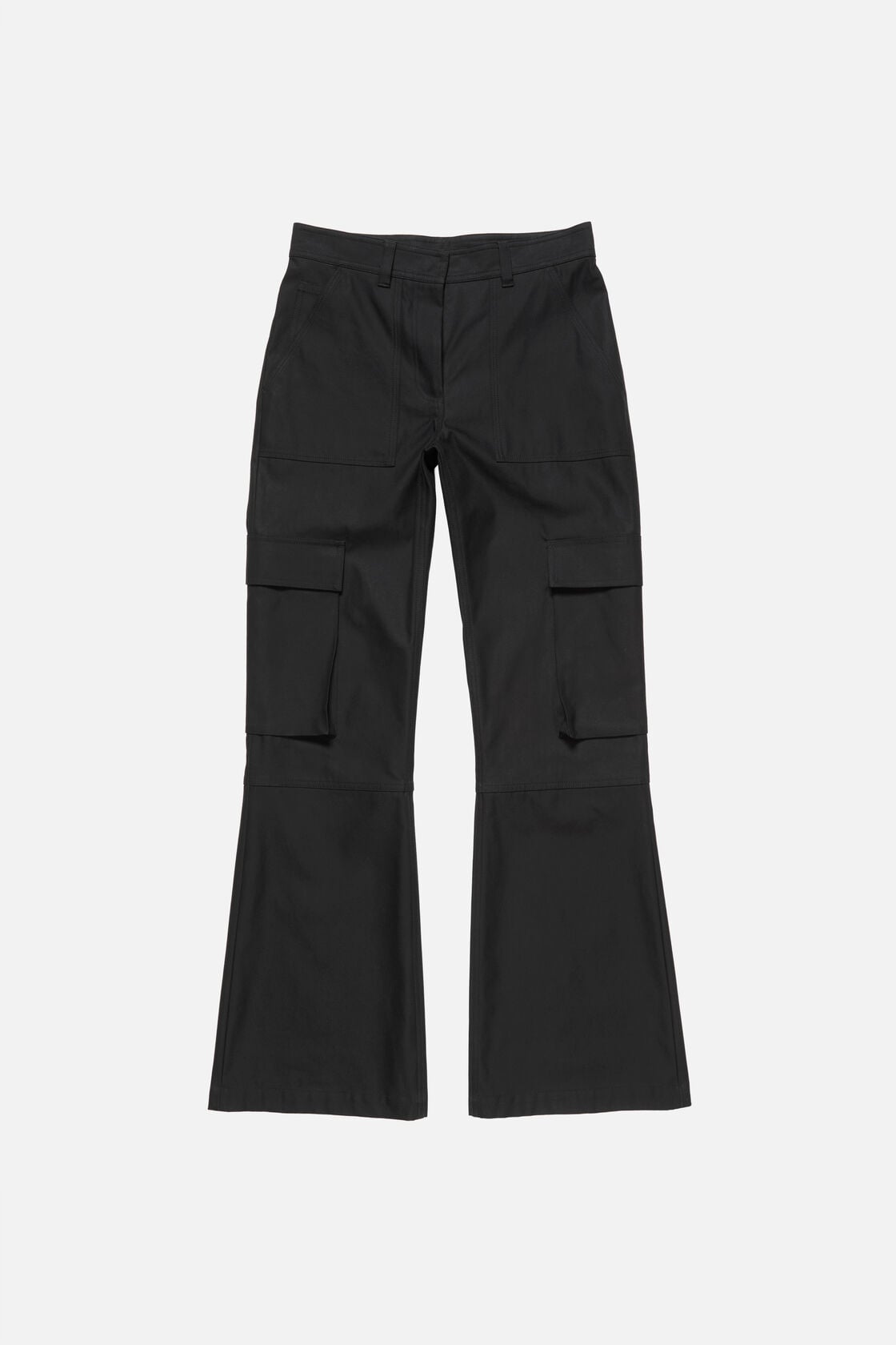Cotton satin cargo trousers - Black