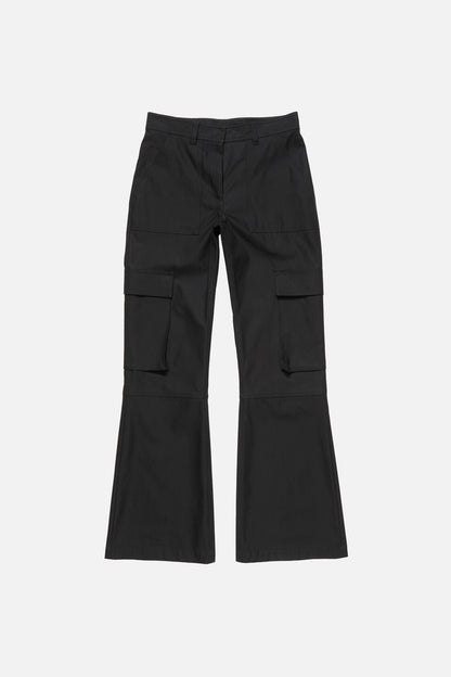 Cotton satin cargo trousers - Black
