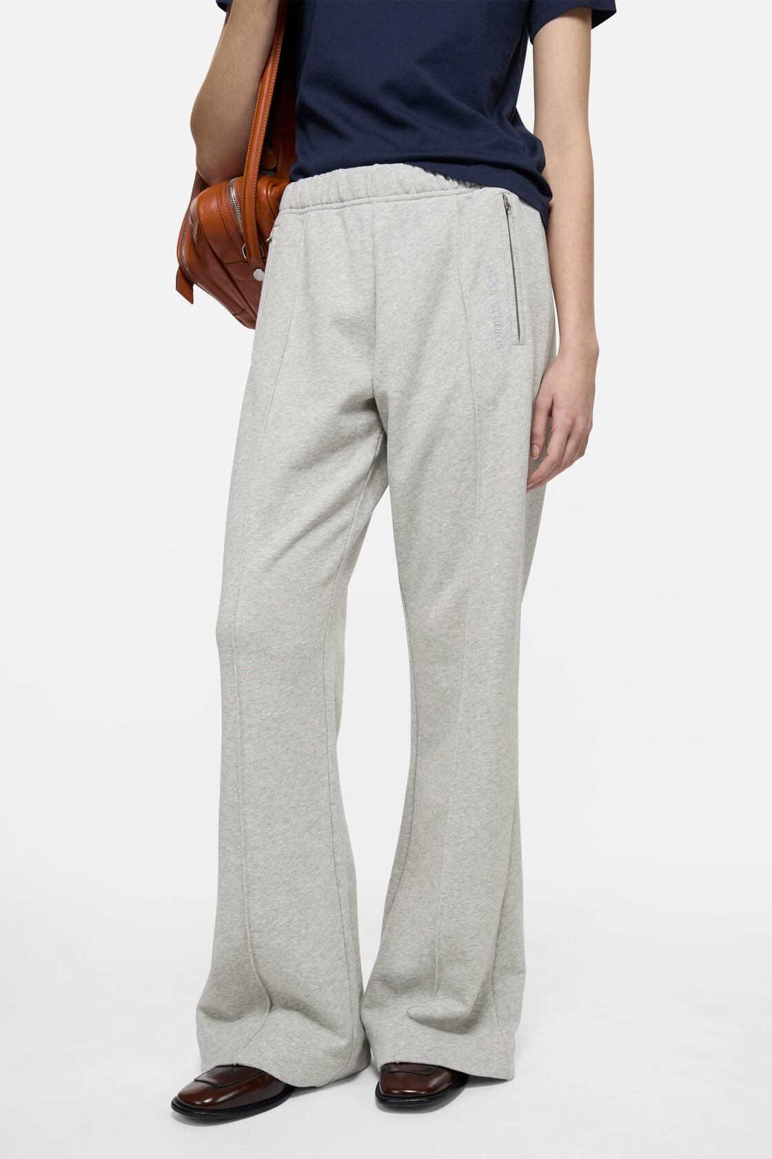 Fleece trousers with logo - Grey Melange