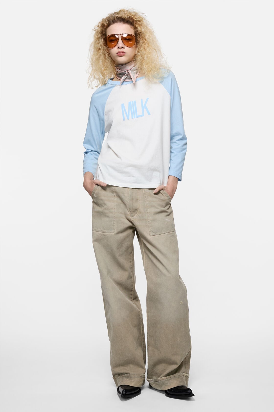 Stained twill trousers - Camel Beige